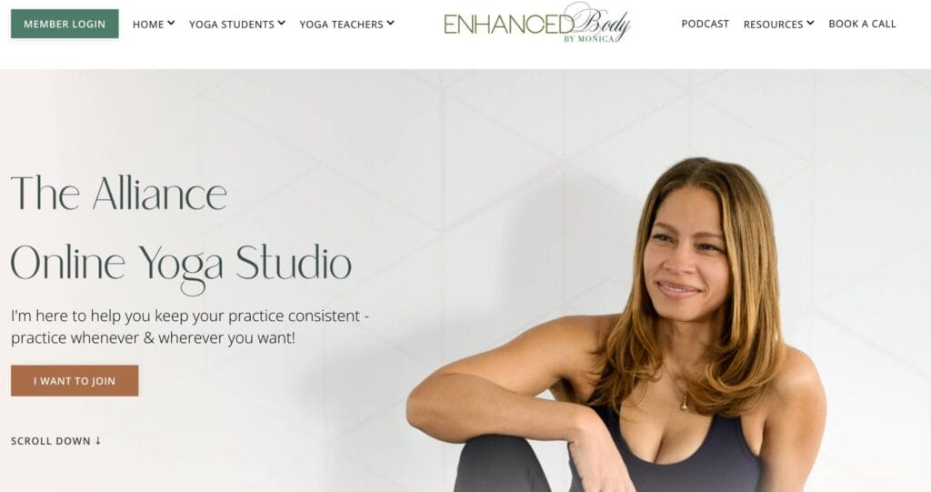 Enchated Body Yoga Kajabi Sample Website