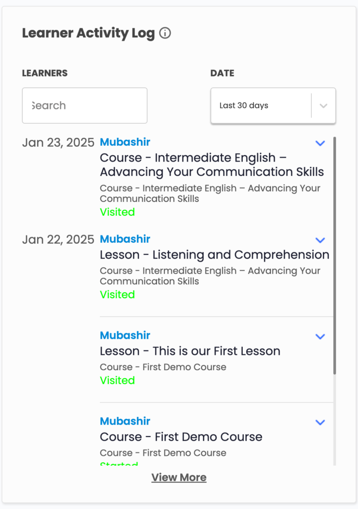 Learner Activity Log Learndash Reporting Plugin