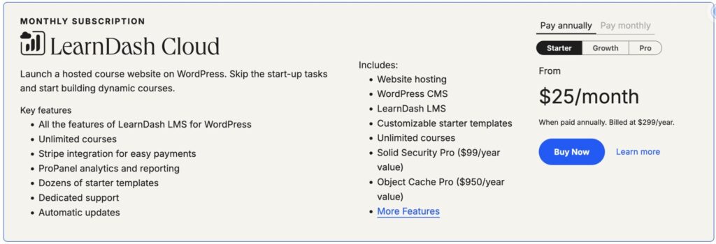 LearnDash Pricing 2025: Complete Breakdown of Plans, Add-ons, and Costs 3 LearnDash Pricing for the Cloud