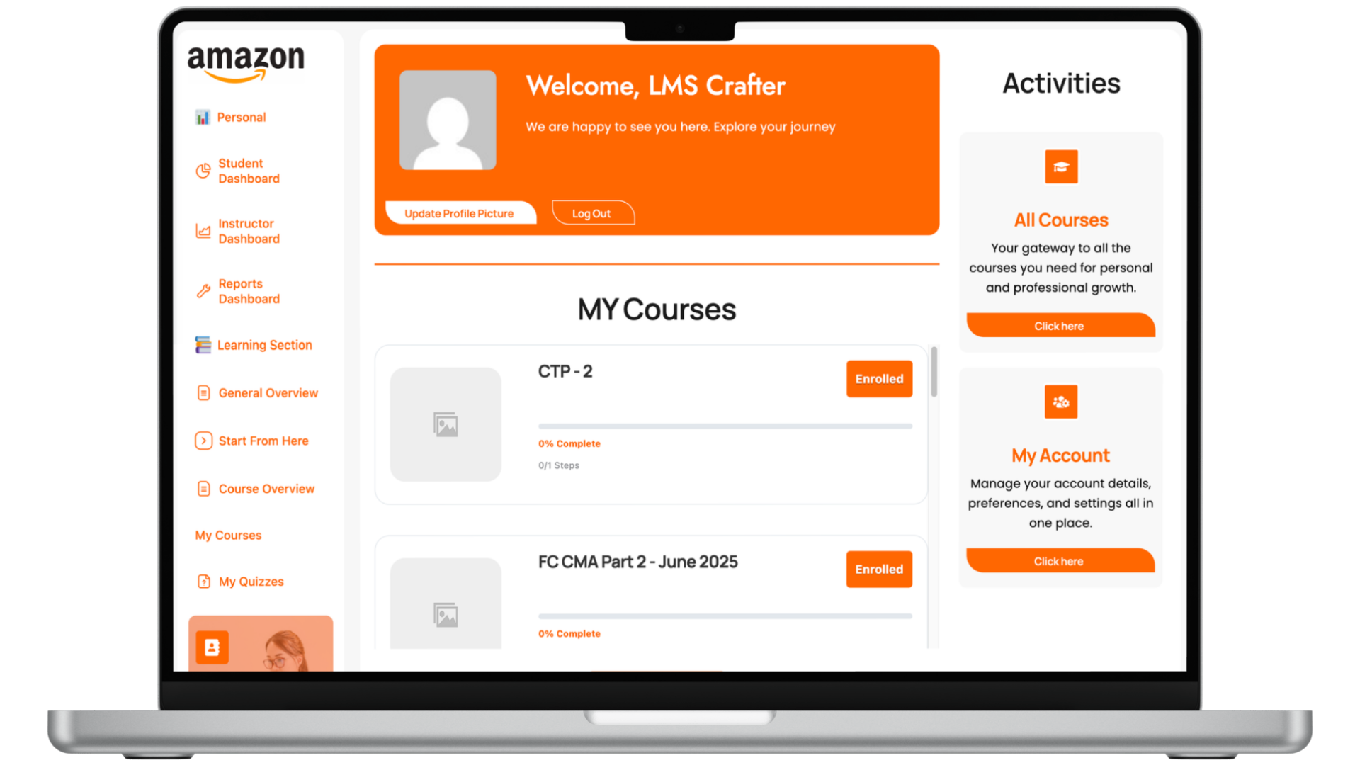 Student Dashboard for LearnDash LMS – Amazon-Style Orange Layout